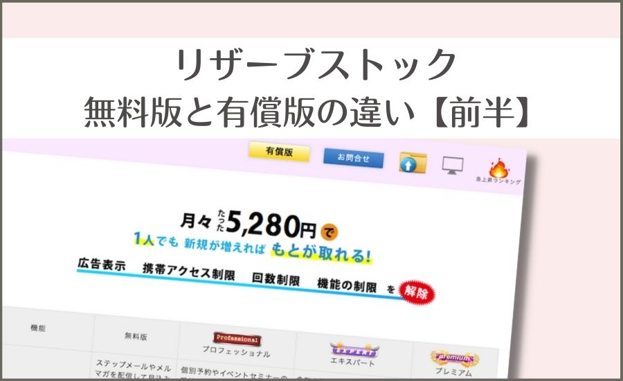 リザーブストック 無料版と有償版 Professional との違いについて 前半 女性ひとり社長 個人事業専門パソコン支援塾